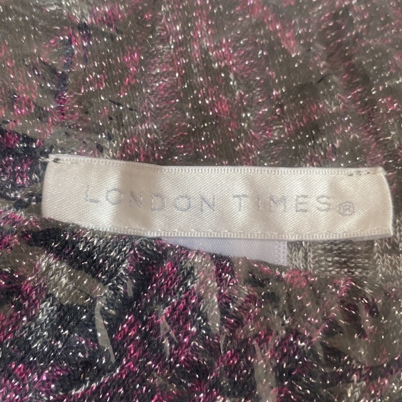 London Times Blurry Medallions Turtleneck Shift Wine & Grey Paisley, Size L, NWT - Picture 7 of 10